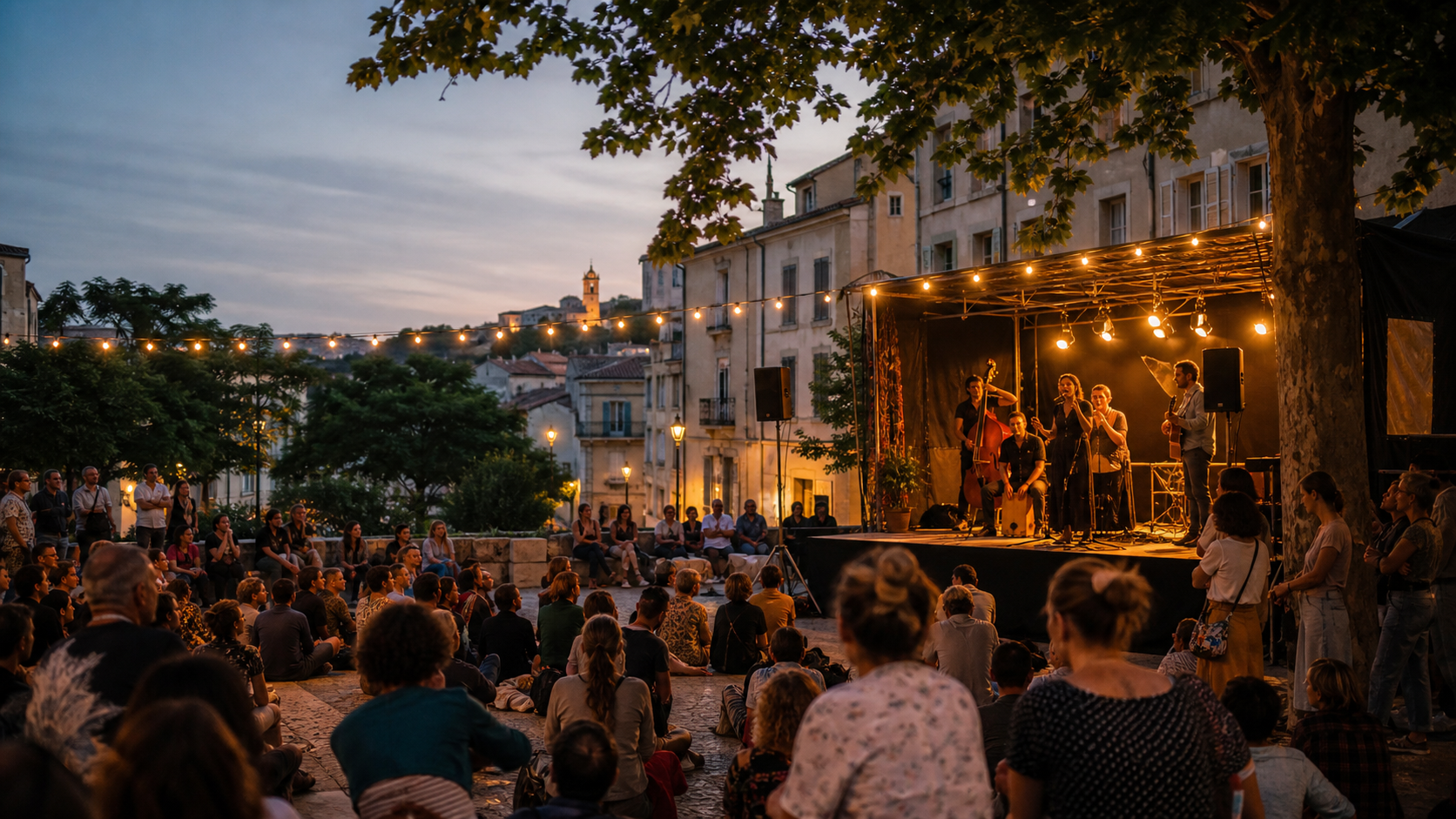Concert en plein air avec public